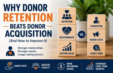 Why Donor Retention Beats Donor Acquisition Donor retention versus donor acquisition infographic showing the benefits of donor loyalty, recurring giving, and long-term fundraising growth.